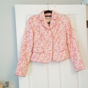 Pink and off white floral blazer